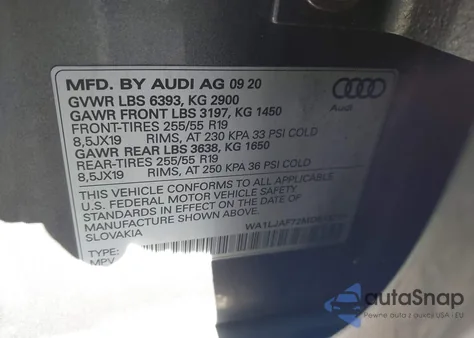 2021 Audi Q7 Premium Plus 45 Tfsi Quattro Tiptronic из США, поврежденный, VIN WA1LJAF72MD013717